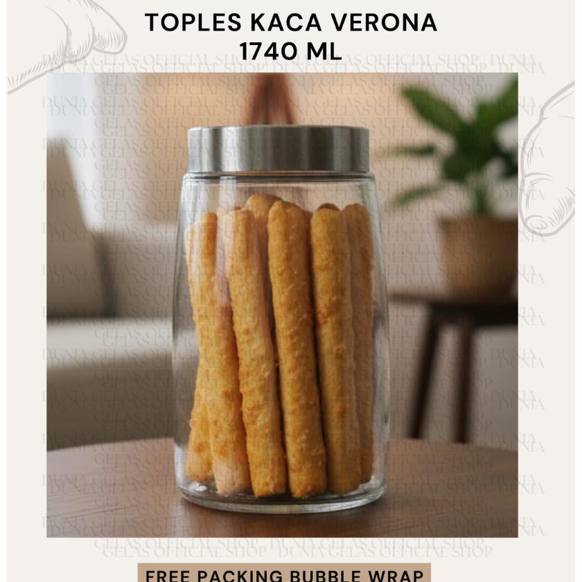 Toples Kaca 1740 Ml / Toples Lebaran / Toples Kacang / Toples Nastar / Toples Gula / Toples Kopi