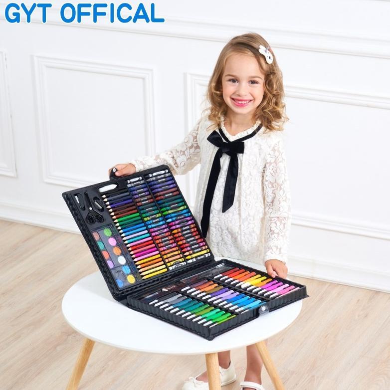 BIG SALE GYT SET PENA CAT 150 ANAK KUAS CAT AIR KRAYON LILIN TONGKAT ALAT LUKIS SET PERLENGKAPAN SEK