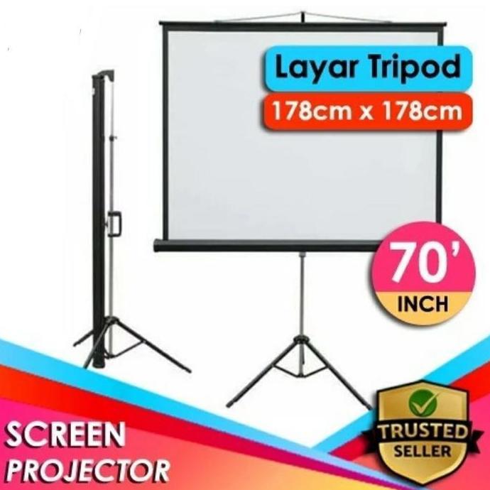 Layar 70" Tripod Screen Projector/ Layar Proyektor Utk Benq Infocus
