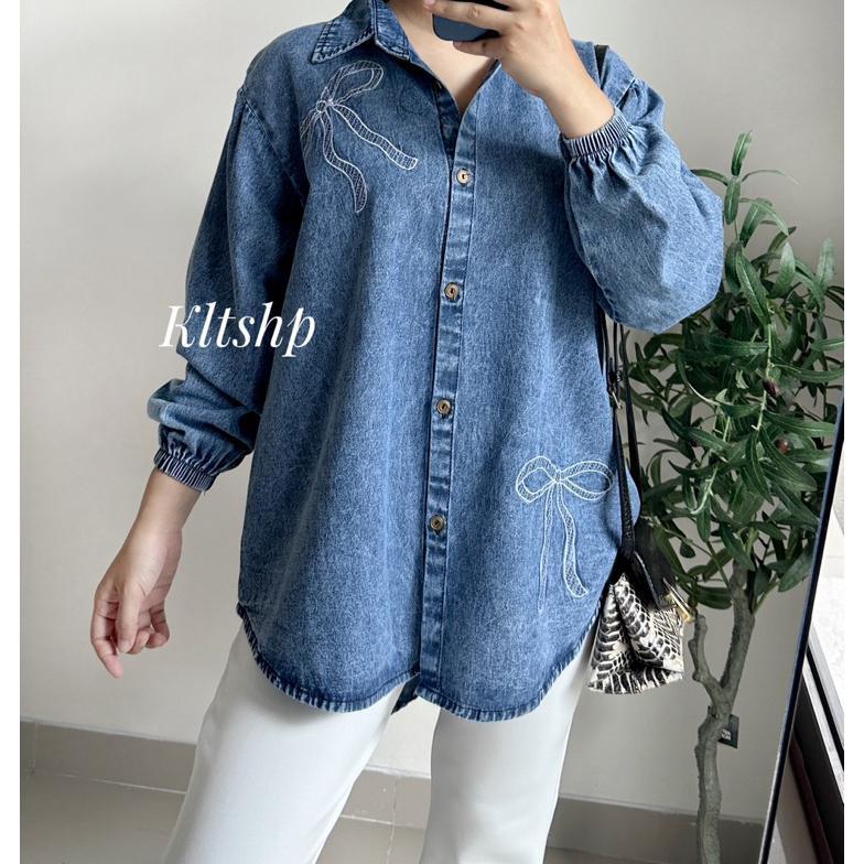 RECOMMENDED JEHA BLOUSE JEANS // KEMEJA JEANS // ATASAN JEANS // KEMEJA KERJA RAK 4 K1519