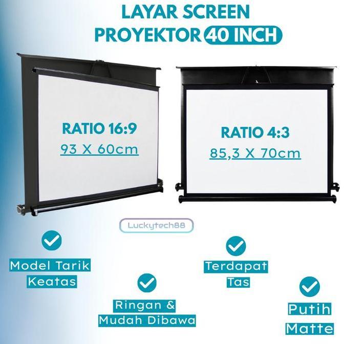Table Projector Screen Portable Layar Proyektor Lipat 40 Inch