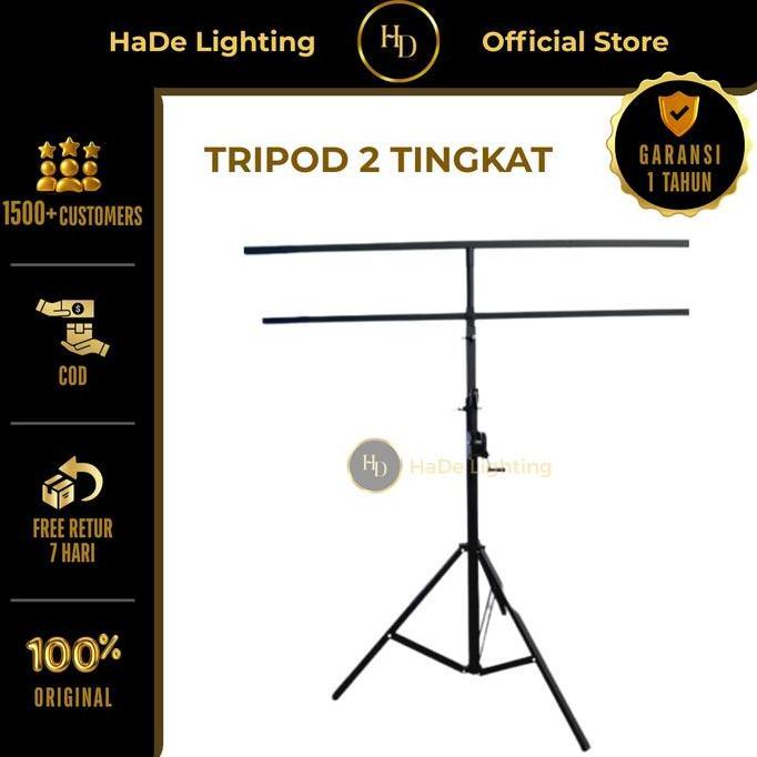 Tripod Lighting Lampu Sorot Parled 2 Tingkat - Stand Lighting Parled 4 Meter