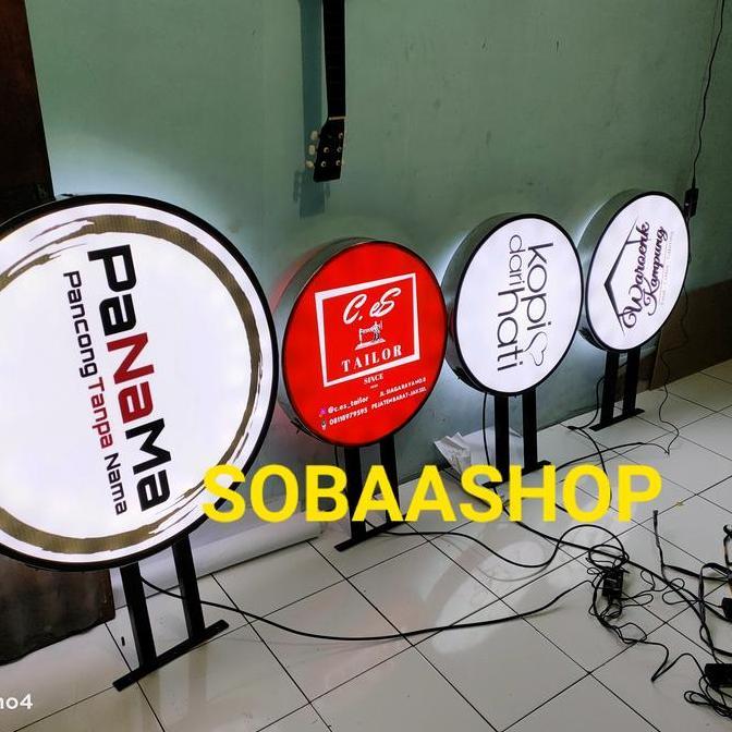 neon box bulat murah costum