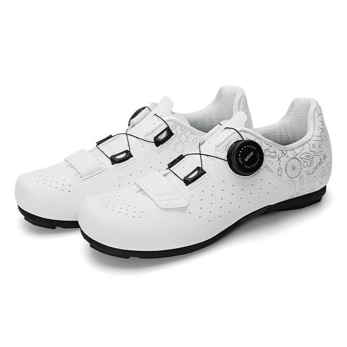SEPATU SEPEDA WANITA SANTIC NEW WOMEN CYCLING SHOES FLAT NON CLEAT ROADBIKE MTB WHITE ORIGINAL