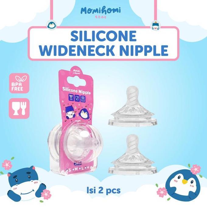 MOMI HOMI Nipple Dot Wide Neck ( 3080 ) Dot Pengganti Botol Anak Bayi 0 - 12+ Month Wide Neck Isi 2 
