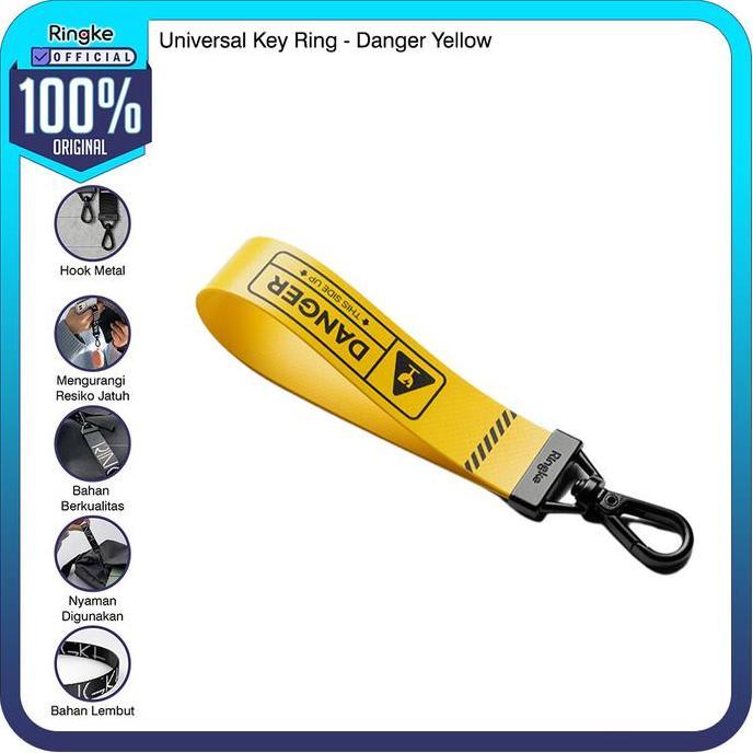 Ringke Key Ring Compatible For Universal Danger Yellow Kuning Kantong Casing Tempat Airpods Pro Earp