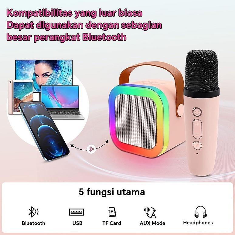 NEW [COD]  K12 Speaker Bluetooth Mini Speaker Karaoke With MIC Karaoke Set Bluetooth Mini Full bass