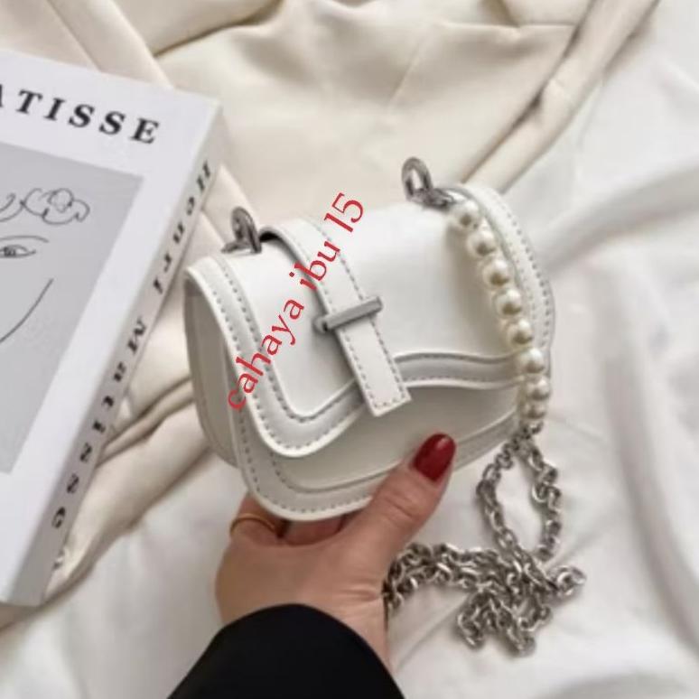 BIG PROMO TAS Selempang mini Jesy/Tas tali rantai mutiara/Tas wanita murah/Tas wanita kekinian