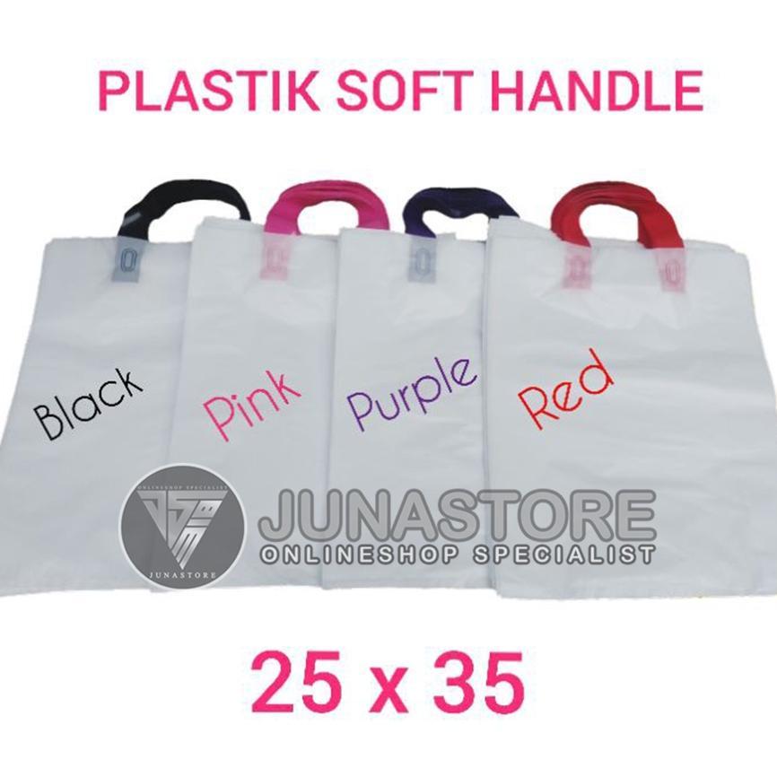 Plastik Shopping Bag / Plastik Soft Handle Kantong Putih Rea 25 X 35