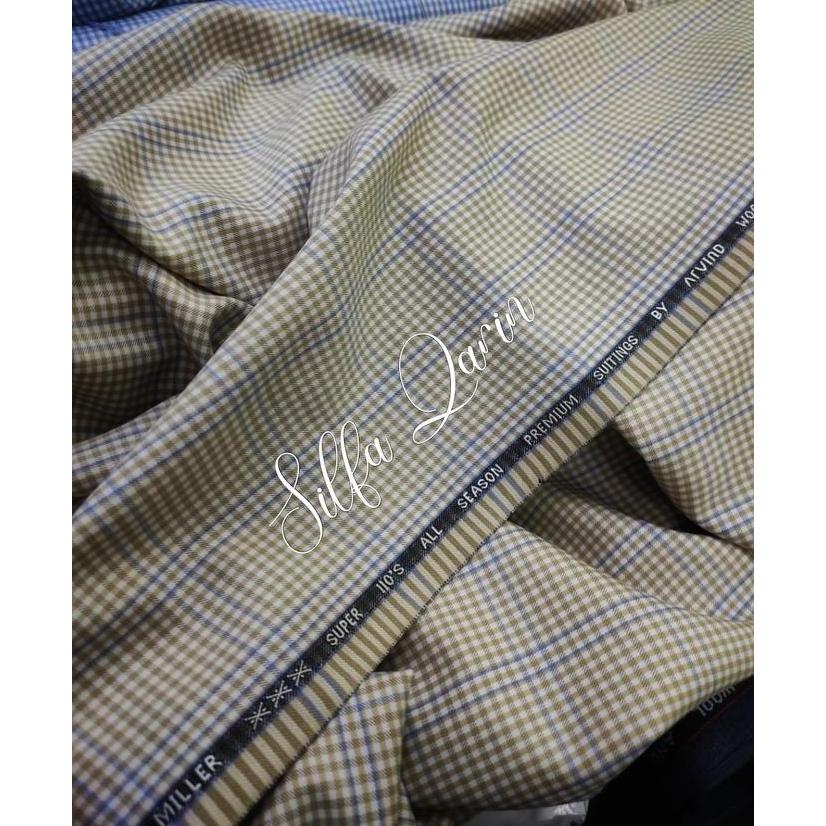 Bahan Kain Celana Wool Kotak 110's Premium By Arvino Italy