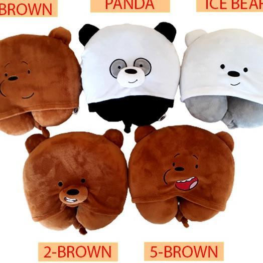 Bantal Leher U-Shape, Bantal Hoodie We Bare Bears, Bantal Leher We Bare Bears Wbb