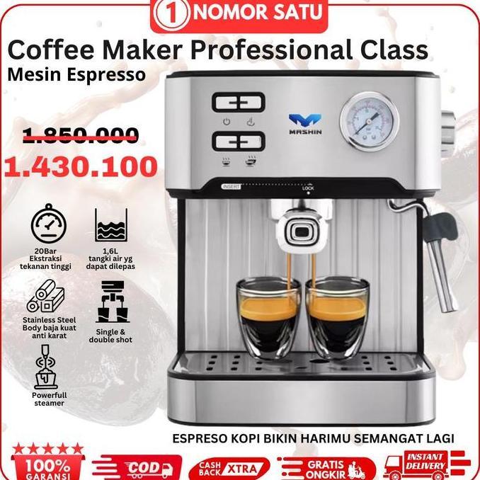 Terlaris Mashin - Mesin Kopi Espresso 20 Bar Coffe Maker Machine Profesional