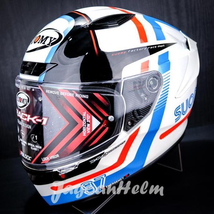 SUOMY HELM TRACK1 NINETY SEVEN | WHITE RED | TRACK 1 SINGLE VISOR - Motorcycle