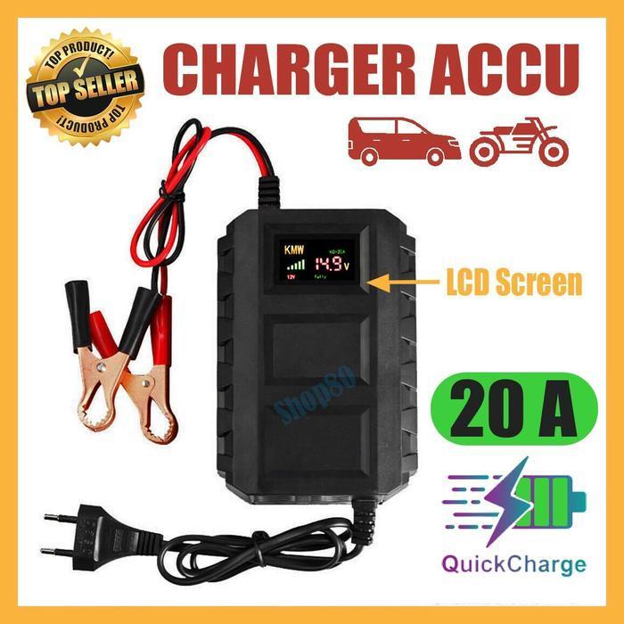 Charger Accu Otomatis 12V 10A / 20A Alat Cas Casan Aki Motor Mobil Original Dan Terpercaya