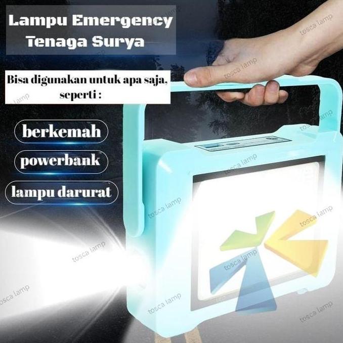 Lampu Darurat Tenaga Surya 3 In 1 Lampu Emergency Lampu Powerbank Saklar Senter