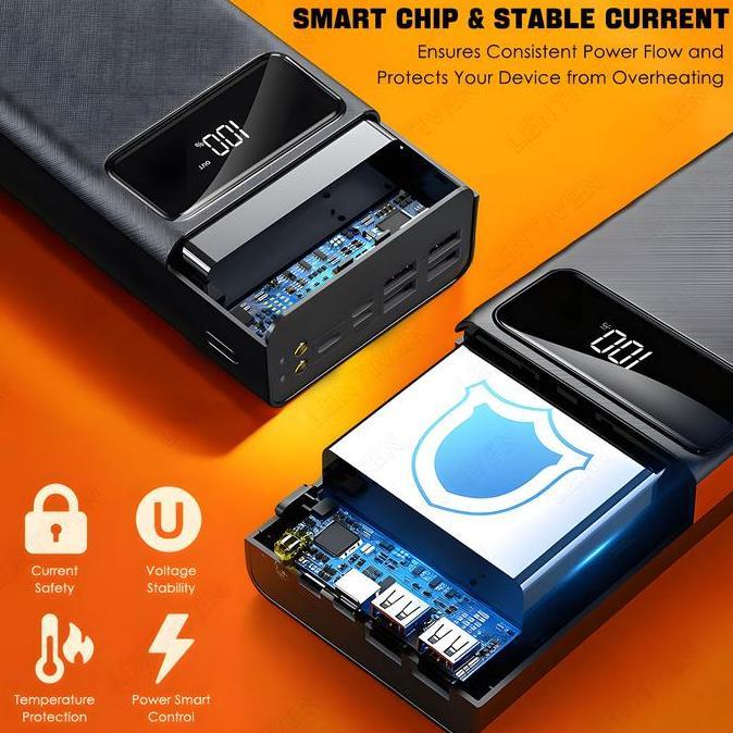 Paor- 60000Mah Powerbank 4 Usb Fast Charging External Battery Powerbank Led