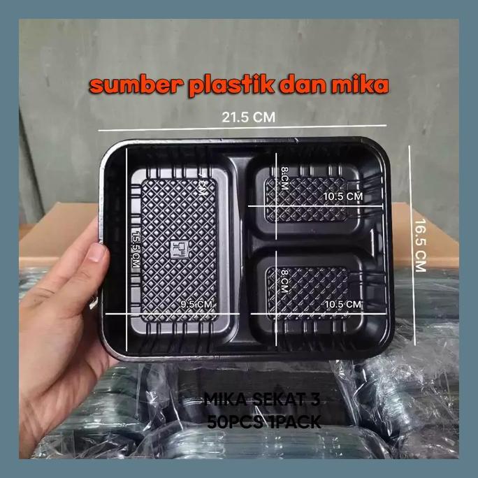 suhartatishop - [50pcs] mika 223 box bento sekat 3 tray bento sekat 3 tahan panas mika bento mika ho