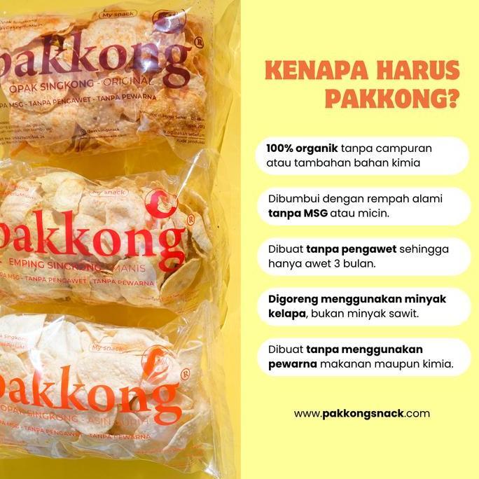 (BUNDLING ISI 3) PAKKONG SNACK Paket Semua Varian - Isi Opak Singkong Original, Emping Manis Singkon