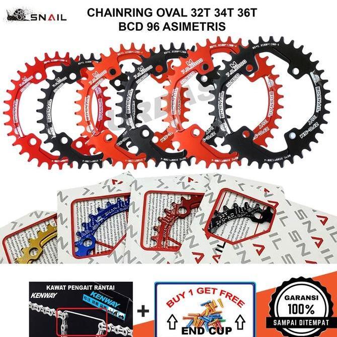 Chainring 32t 34t 36t 38t Oval Bcd 96 Asimetris Sepeda Mtb Single