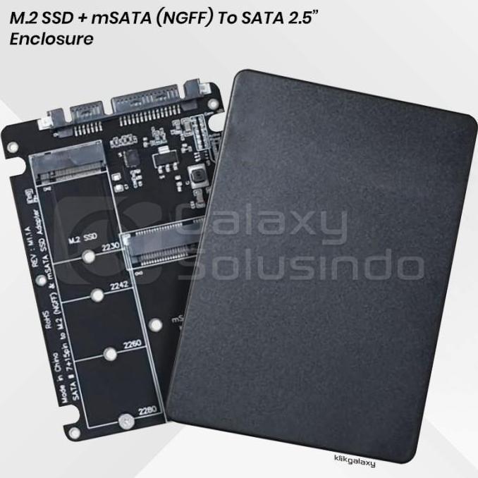 M.2 SATA + mSATA NGFF To SATA 2.5 Inch SSD External Enclosure