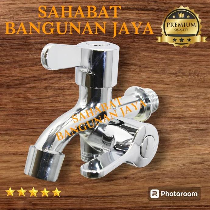 Keran/Kran Cabang Dua/Kran Shower Mandi Chrome Engkol Jumbo Terlaris