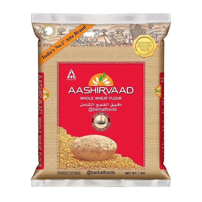 Ovo- Chakki Atta Aashirvaad India / Whole Wheat Flour /Tepung Gandum Import 1Kg 2Kg 5Kg