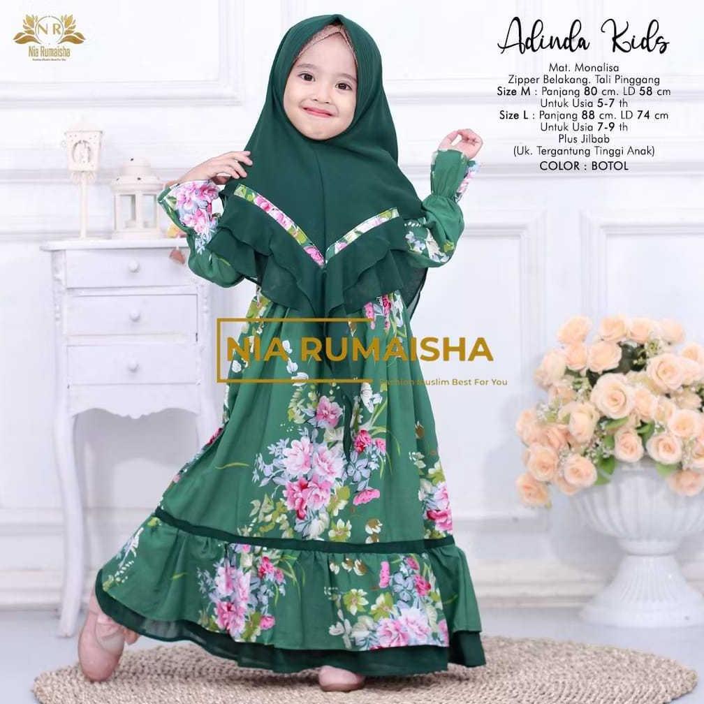 cuci gudang gamis sakura anak set hijab katun monalisa 3_10th/gamis anak viral/gamis kekinian