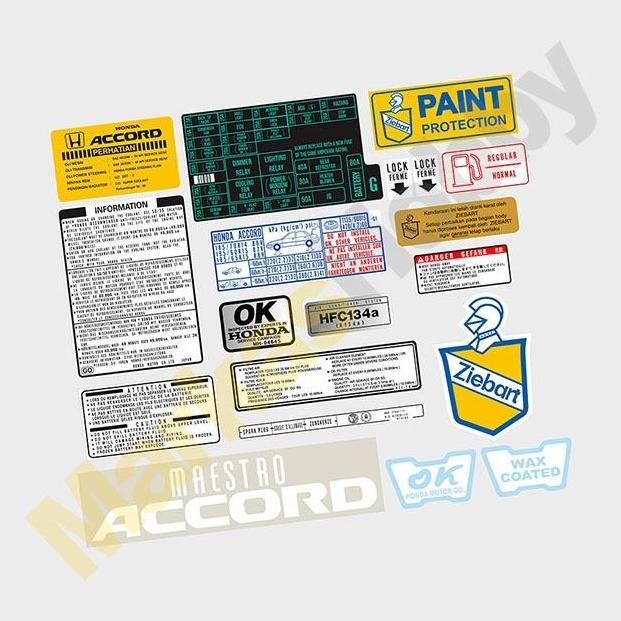 Stiker Honda Accord Maestro Karbu Pgmfi 4WS Limited Warning Set