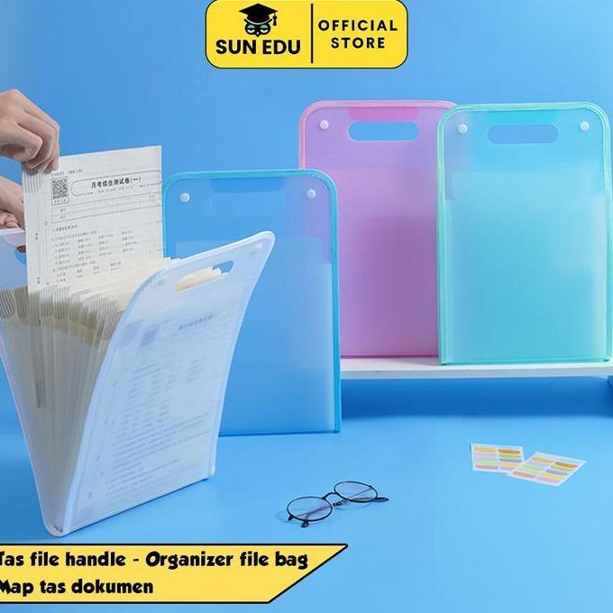 Tas file handle tambah stiker / Organizer file bag/ Map tas dokumen Stationery box  file tas  berkas