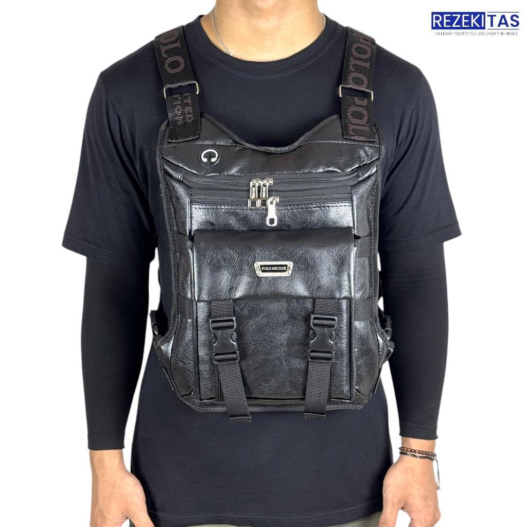 Tas Dada Kulit Pu Leather Polo Amstar Polo Amstar Chest Bag Chest Rig Bag Tas Rompi  Selempang Dada