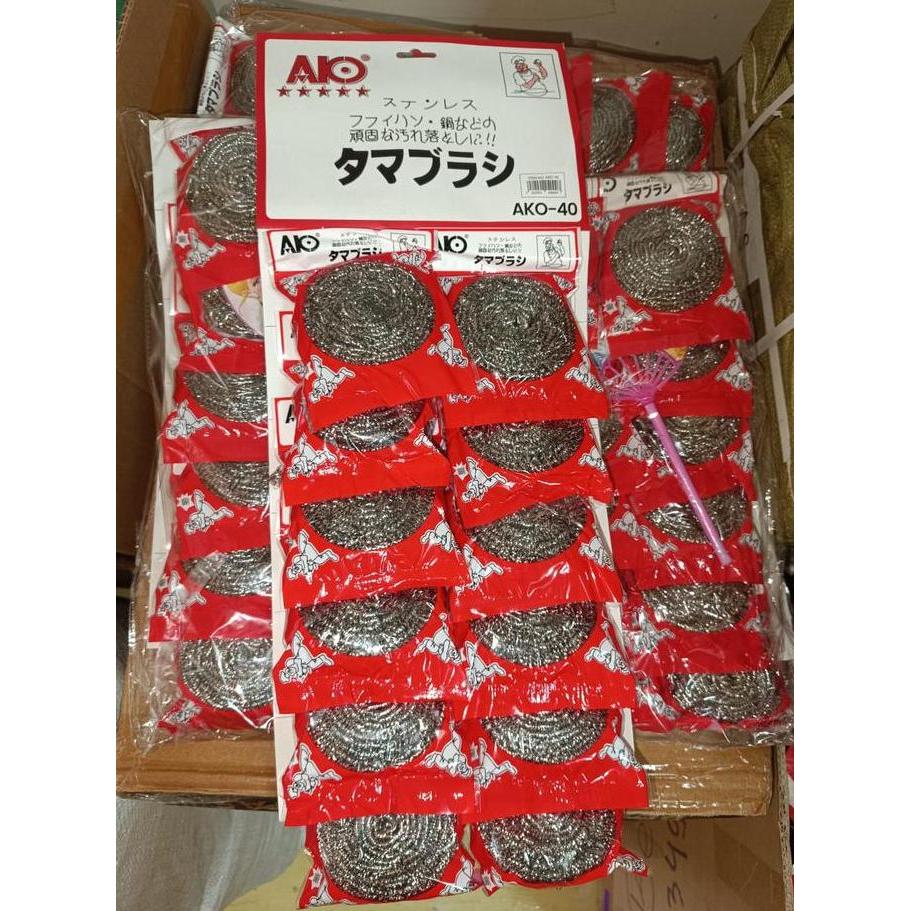 [ 1 LUSIN ISI 12 PCS ] Sabut Ako 40 / Sabut Kawat Stainless Steel / Spons Kawat Cuci Piring / Sabut 