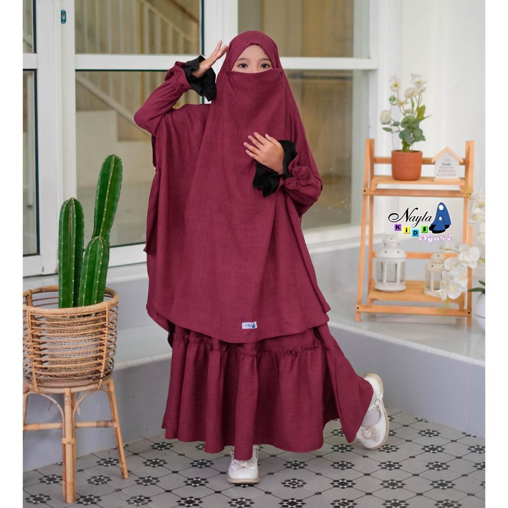 premium arumi gamis anak set jilbab french khimar by nayla kids