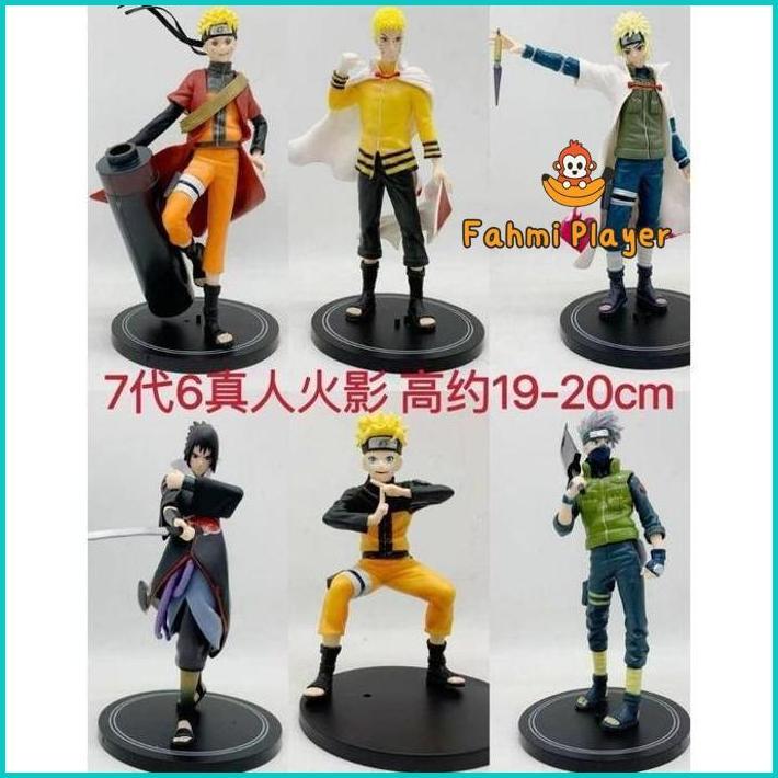 Action Figur Naruto Set 6 Pcs Hokage Ke 7 / Minato Namikaze /Itachi Sasuke / Hatake Kakashi