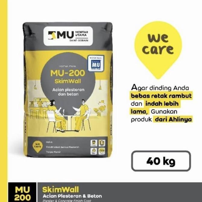 Mortar Utama Mu 200 Acian Plester & Beton Skimwall Mu200 - 40Kg
