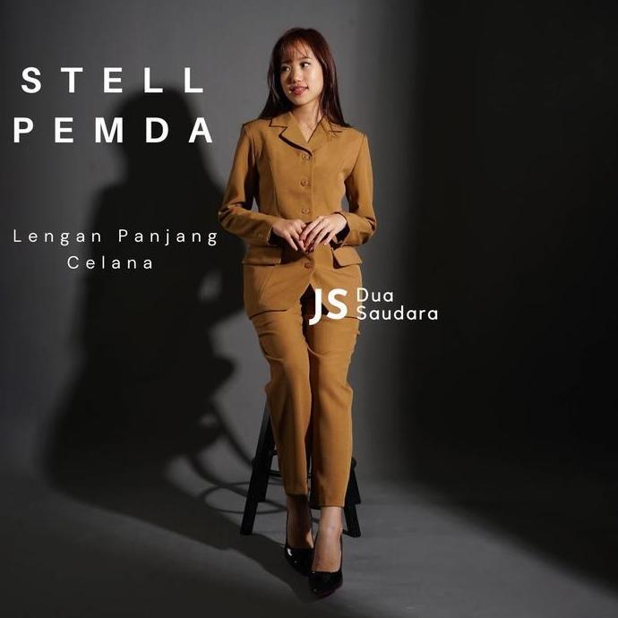 PEMDA LENGAN PANJANG CELANA PANJANG / KHAKI WANITA / SERAGAM PEMDA / BAJU DINAS / SERAGAM DINAS Sete
