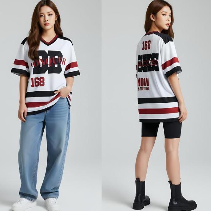 CONQUE KAOS BASEBALL PRIA & WANITA OVERSIZE LINGKAR DADA 120 PANJANG 75 BAHAN JERSEY