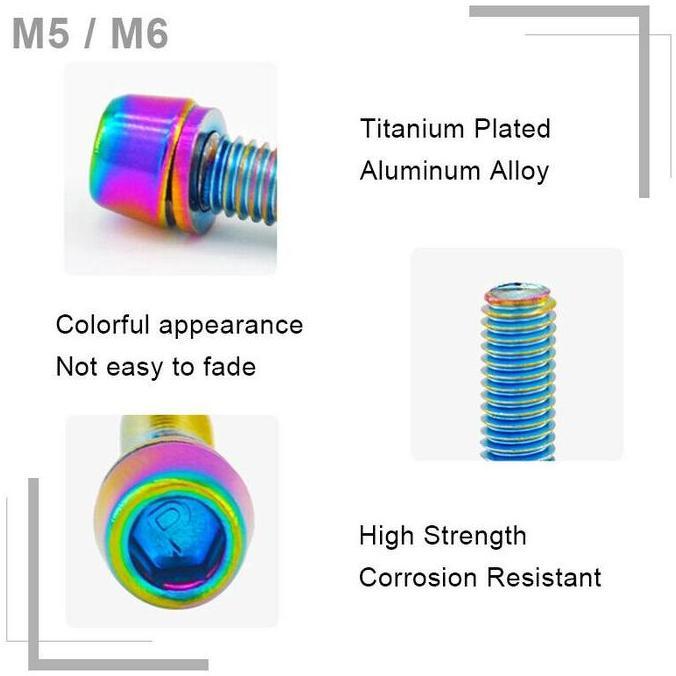 Baut Stem Sepeda MTB KRSEC Baut M5 / Baut M6 Titanium Bolts 6Pcs