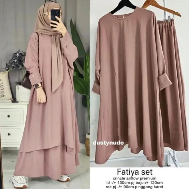 BestPromo Gamis Fatiya Crincle Airflow Ld 110//Fatiya Longset Gamis Premium//Gamis Wanita Kekinian T