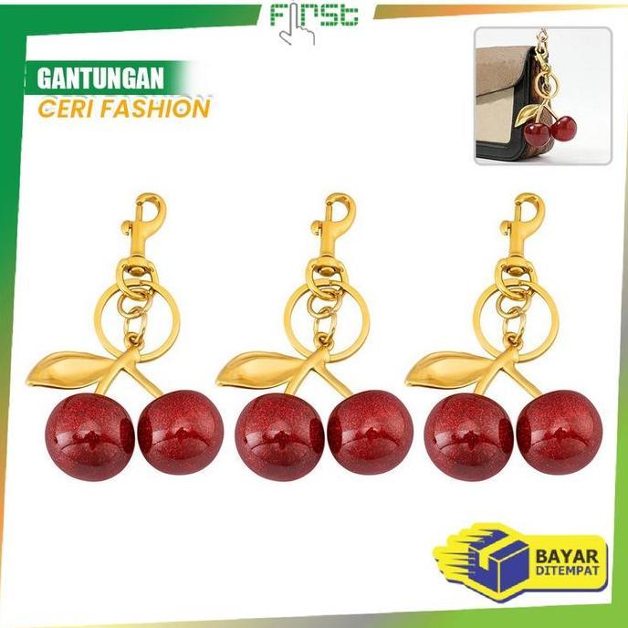 [COD] FH C1391 Ganci Bag Charm Cherry Gantungan Kunci Tas Fashion Serbaguna
