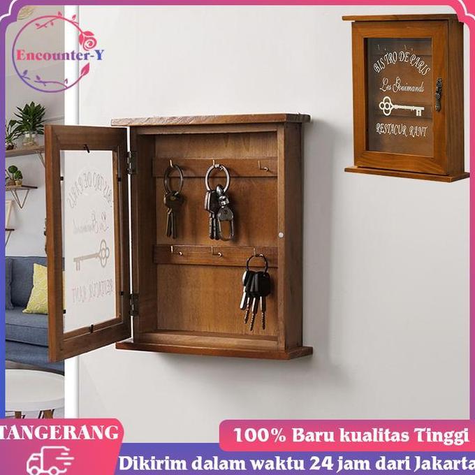 QINGACHO Tempat Penyimpanan Kunci Kayu Box Tempat Kunci Kunci Box Kunci Key Box