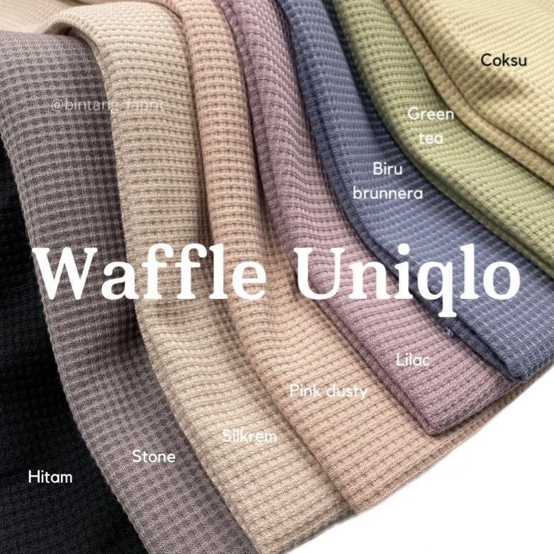 KAOS WAFFLE WAFER LENGAN PANJANG WANITA / BASIC CREWNECK POLOS SWEATSHIRT WAFFEL UNIQLO