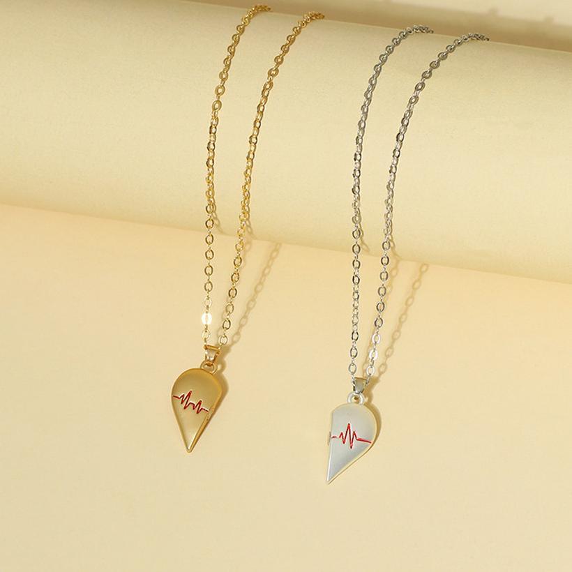 2Pcs Kalung Couple Magnet Aluminum Anti Karat Kalung Pasangan Kalung Couple Hati kalung pasangan