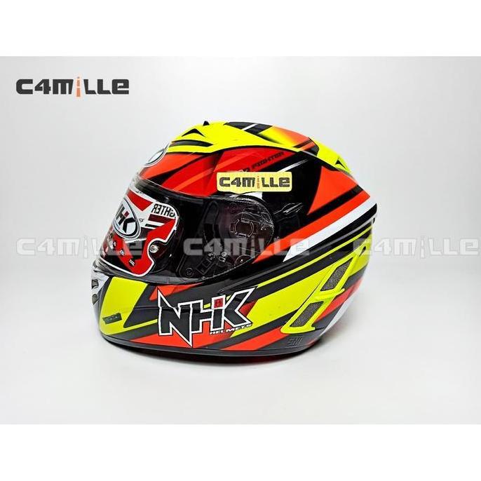 HELM NHK TERMINATOR RACE 03 BLACK YELLOW FLUO DOUBLE VISOR FULL FACE terlaris