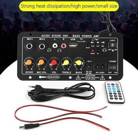 Kit Audio Amplifier Stereo HIFI Bass Board 2 Mic Subwoofer AC / DC D10