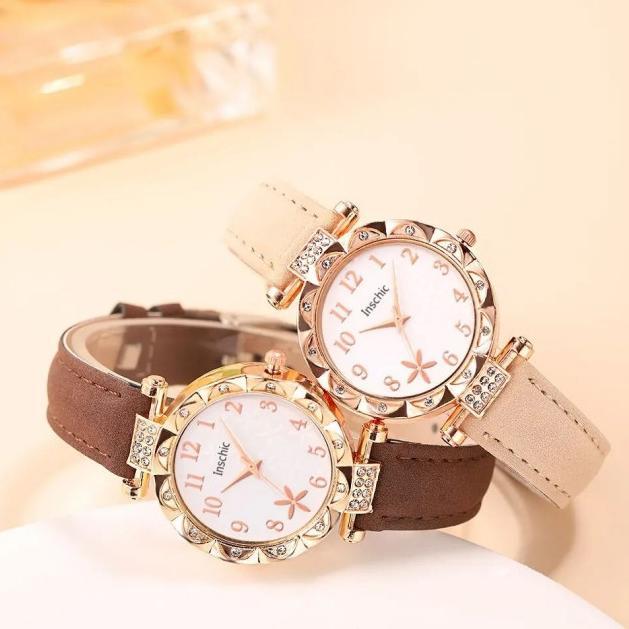 BIG PROMO 5PCSINS Jam Tangan Kuarsa Wanita Wanita Bunga Kuarsa Jam Tangan Arab Digital Dial Gelang S