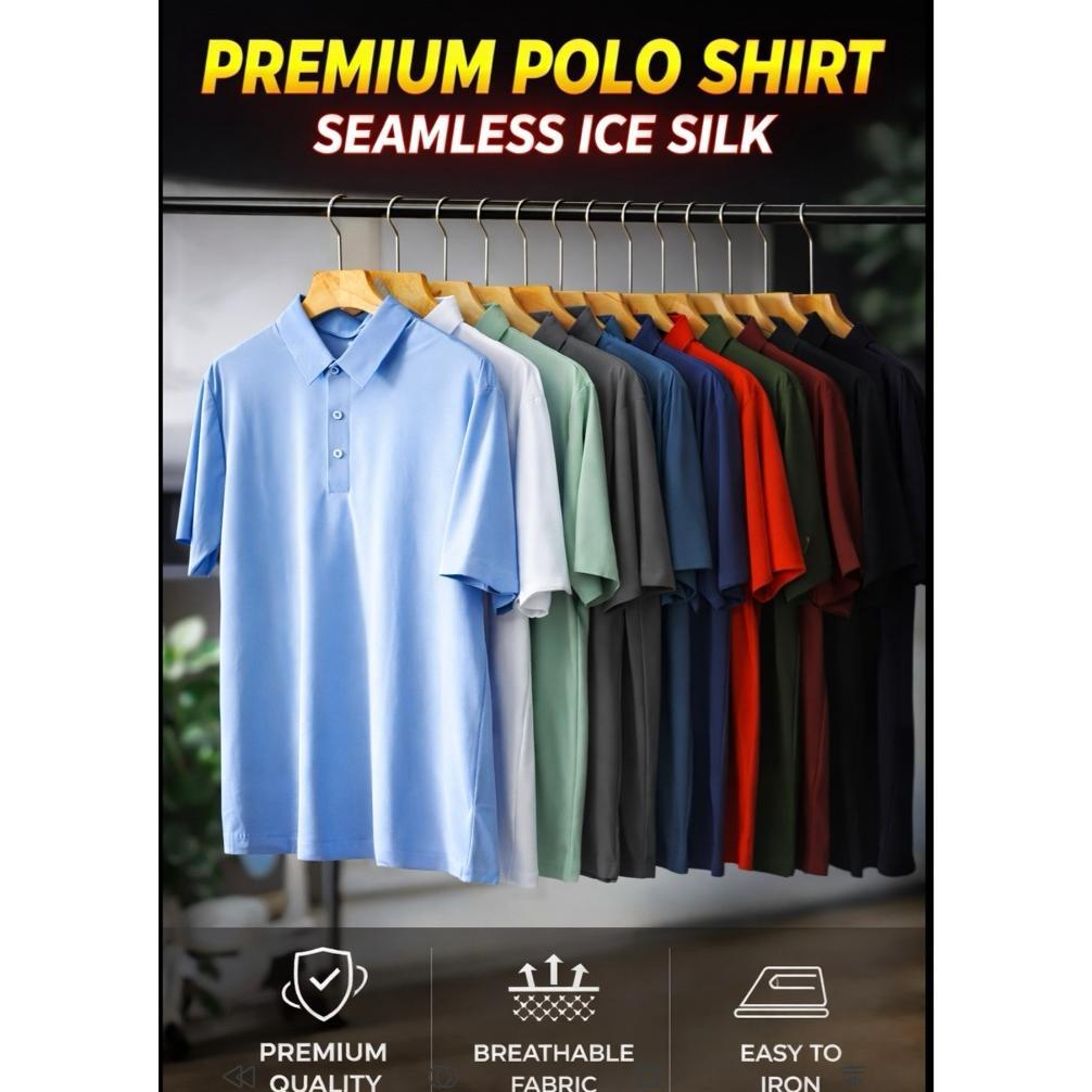Kaos polo pria kaus kerah dry fit seamless original ice silk tanpa jahitan  Kaos Kerah Pria olah rag