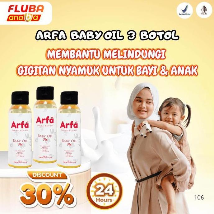 janisetyovikgeh - arfa natural baby oil - baby body massage oil - 3 botol