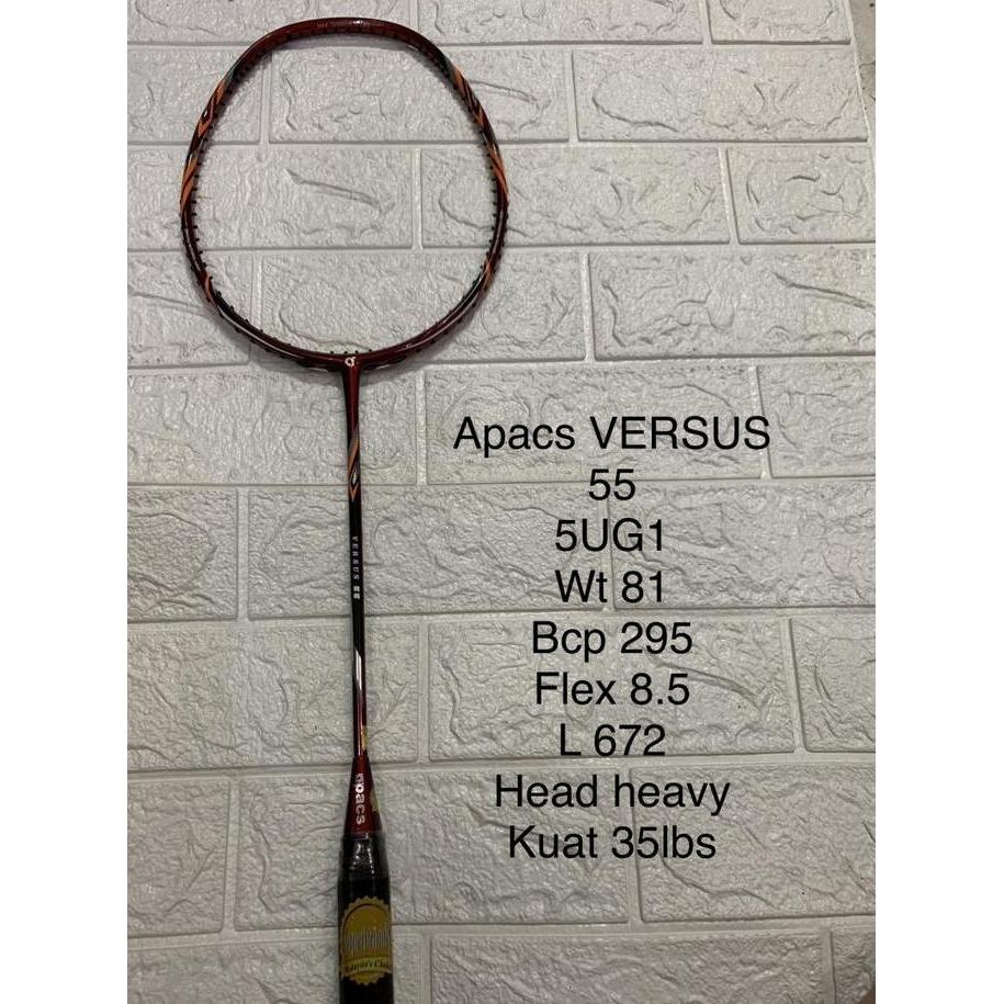 musli.store Raket Badminton APACS VERSUS 55 grip 5UG1 +senar kuat 35LBS ORIGINAL Diskon