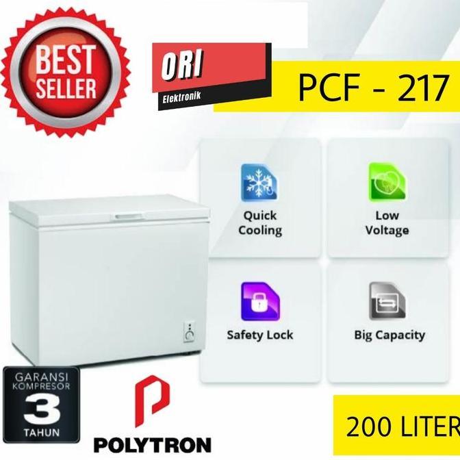 POLYTRON CHEST FREEZER/FREESER BOX 200L PCF-217 (SBY-SDA-GRESIK ONLY)