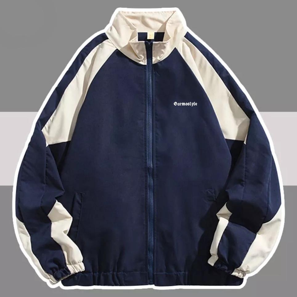 Varsity Jacket Vintage Soft Parasut Waterproof Mantel Pria